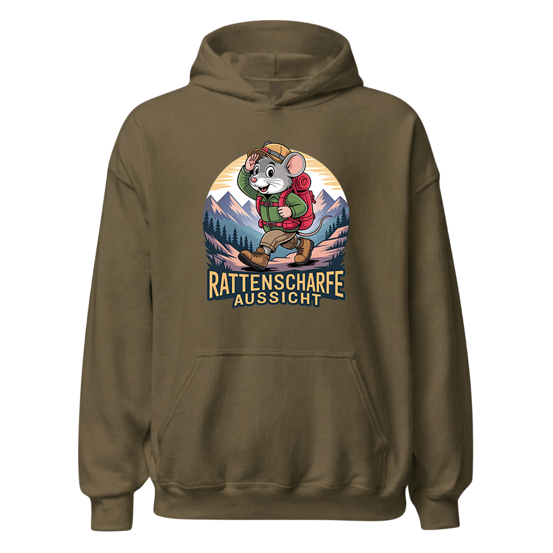Rattenscharfe Aussicht Hoodie Unisex mit Berg-Motiv, weitere Ansicht