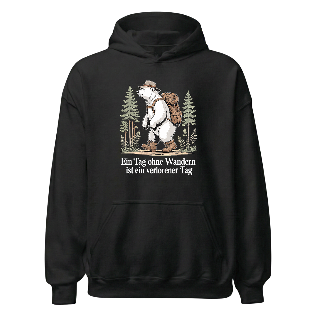 Ein Tag ohne Wandern Hoodie Unisex mit Spruch, Frontansicht