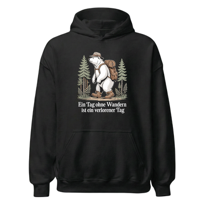 Ein Tag ohne Wandern Hoodie Unisex mit Spruch, Frontansicht