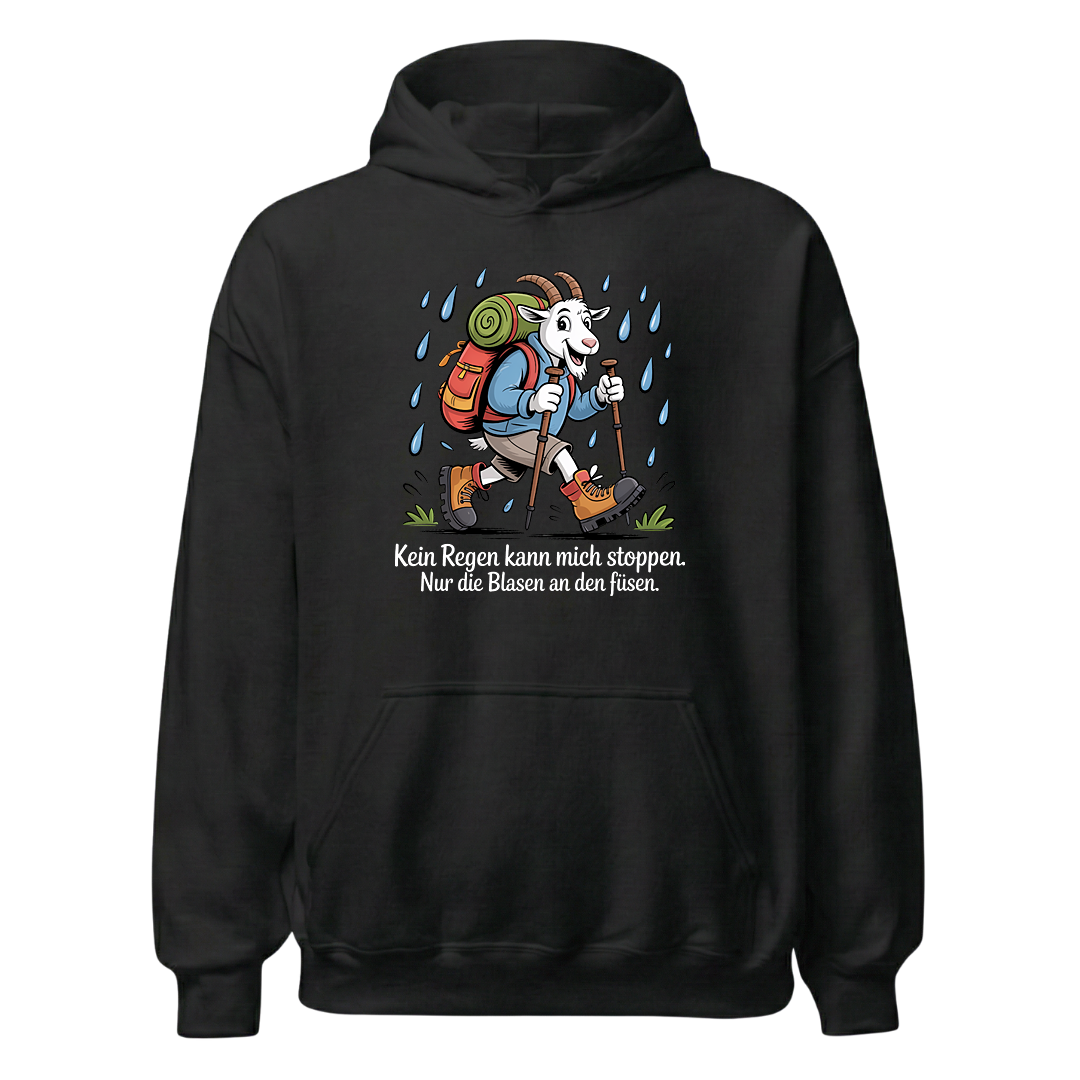 Kein Regen kann mich stoppen Hoodie Unisex mit Spruch, Frontansicht