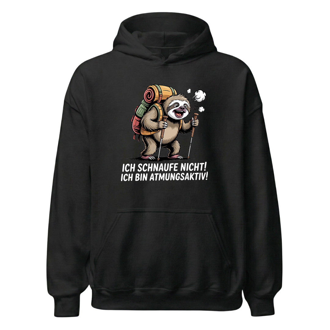 Atmungsaktiv Hoodie Unisex mit Wander-Spruch, Frontansicht
