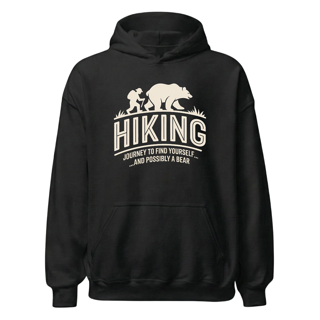 Hiking Journey Hoodie Unisex mit Wander-Motiv, Frontansicht