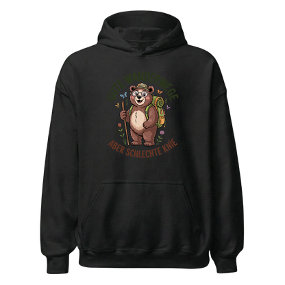 Gute Wanderwege aber schlechte Knie Hoodie Unisex mit Spruch, Frontansicht