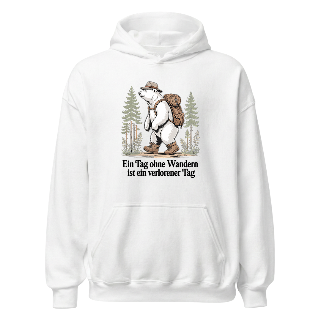 Ein Tag ohne Wandern Hoodie Unisex mit Spruch, Motivdetail