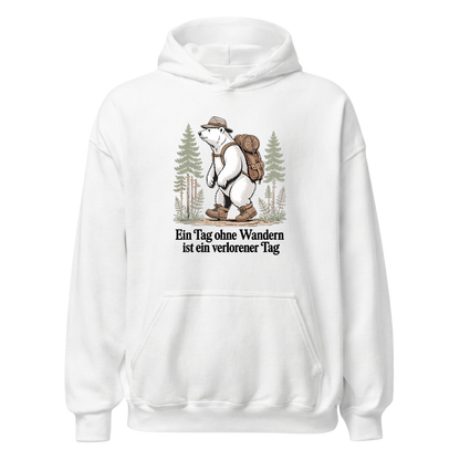 Ein Tag ohne Wandern Hoodie Unisex mit Spruch, Motivdetail