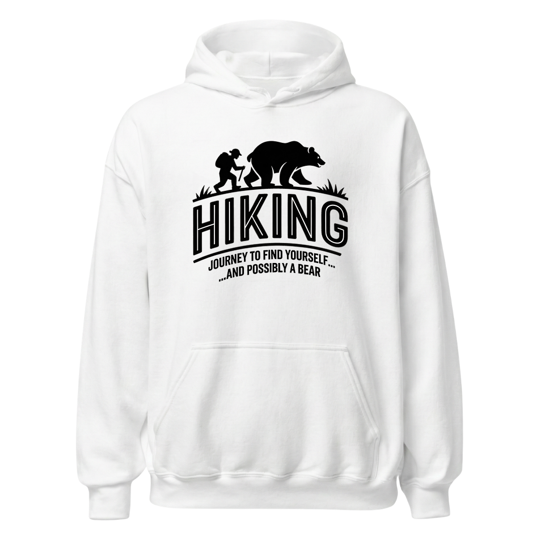 Hiking Journey Hoodie Unisex mit Wander-Motiv, Motivdetail