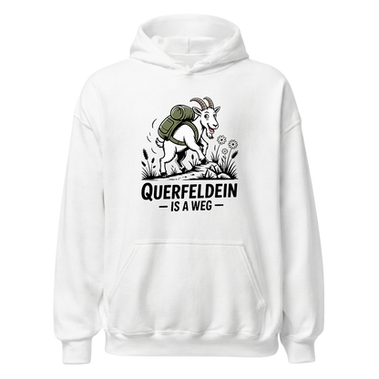 Querfeldein Bergziege Hoodie Unisex mit Ziegen-Motiv, Motivdetail