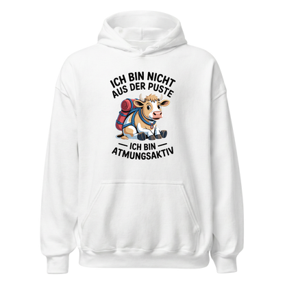 Nicht aus der Puste Hoodie Unisex mit Wander-Spruch, Motivdetail