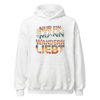 Nur ein Mann der Wandern liebt Hoodie Unisex mit Spruch, Motivdetail
