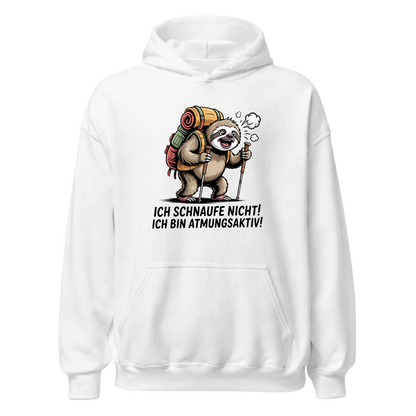 Atmungsaktiv Hoodie Unisex mit Wander-Spruch, Motivdetail