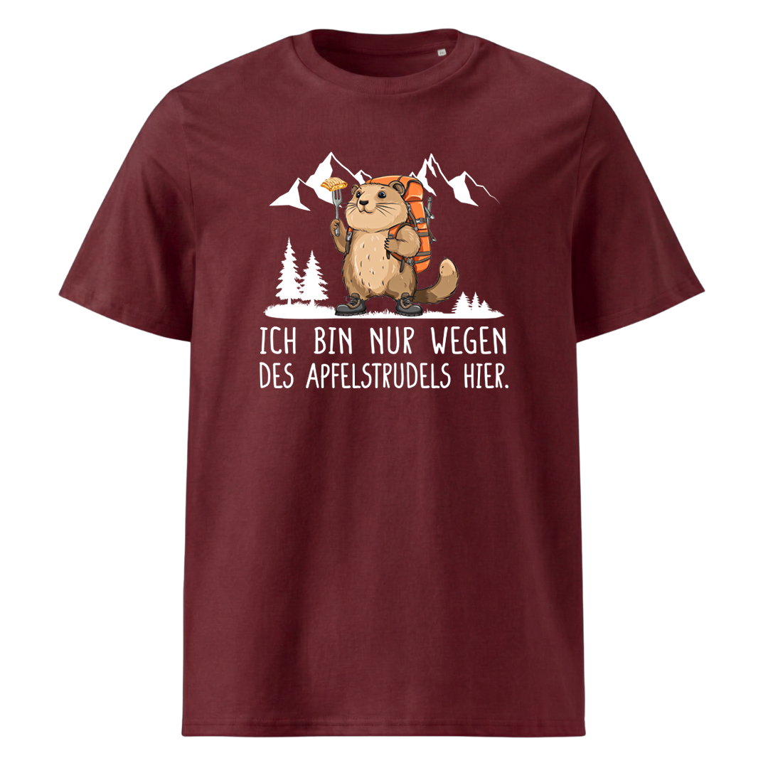 Apfelstrudel T-Shirt Unisex mit Spruch, Print Nahaufnahme