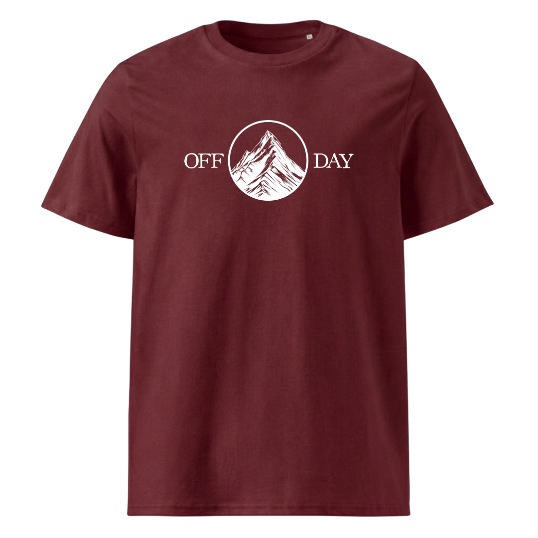 Off Day T-Shirt Unisex mit Bergmotiv, Print Nahaufnahme