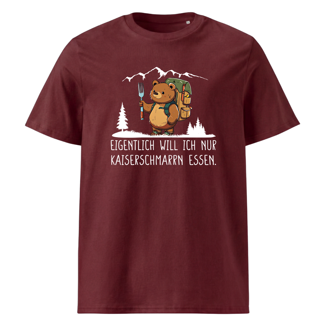 Kaiserschmarrn Bär T-Shirt Unisex mit Kaiserschmarrn-Spruch, Print Nahaufnahme