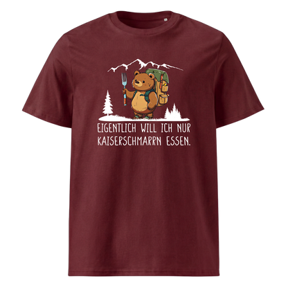 Kaiserschmarrn Bär T-Shirt Unisex mit Kaiserschmarrn-Spruch, Print Nahaufnahme