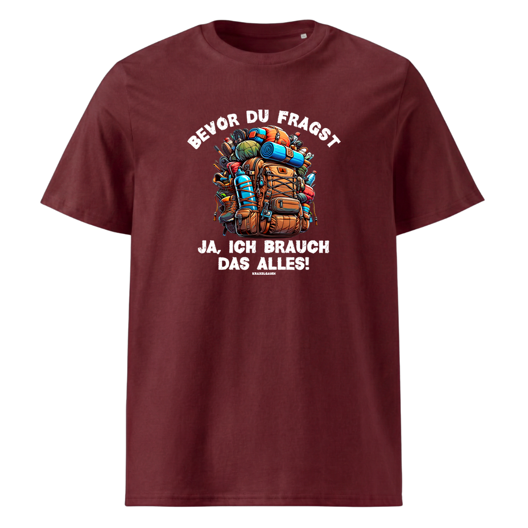 Mein Gepäck T-Shirt mit Wander-Spruch, Print Nahaufnahme