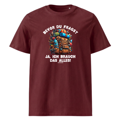 Mein Gepäck T-Shirt mit Wander-Spruch, Print Nahaufnahme