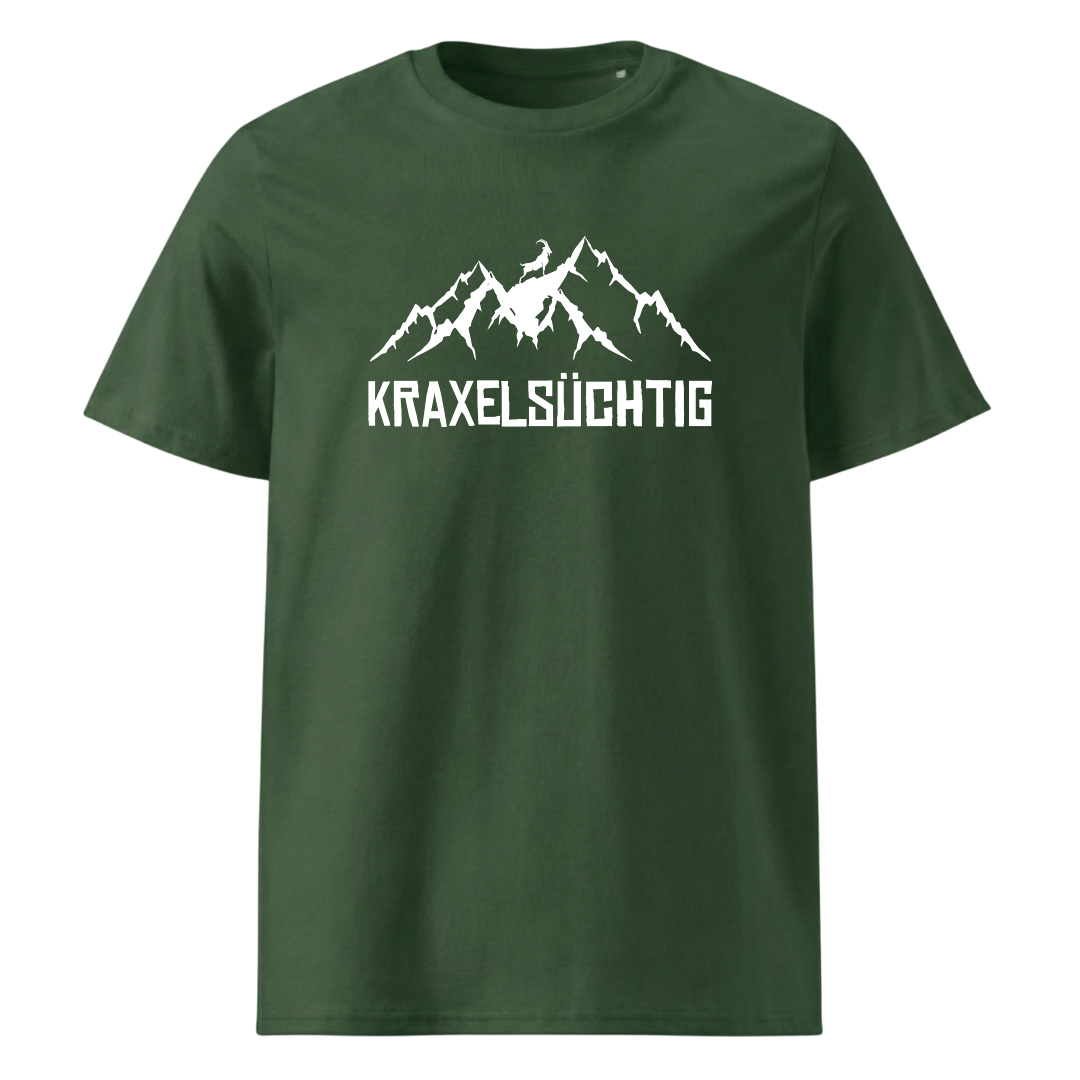 Kraxelsüchtig T-Shirt mit Berg-Spruch, Detailansicht