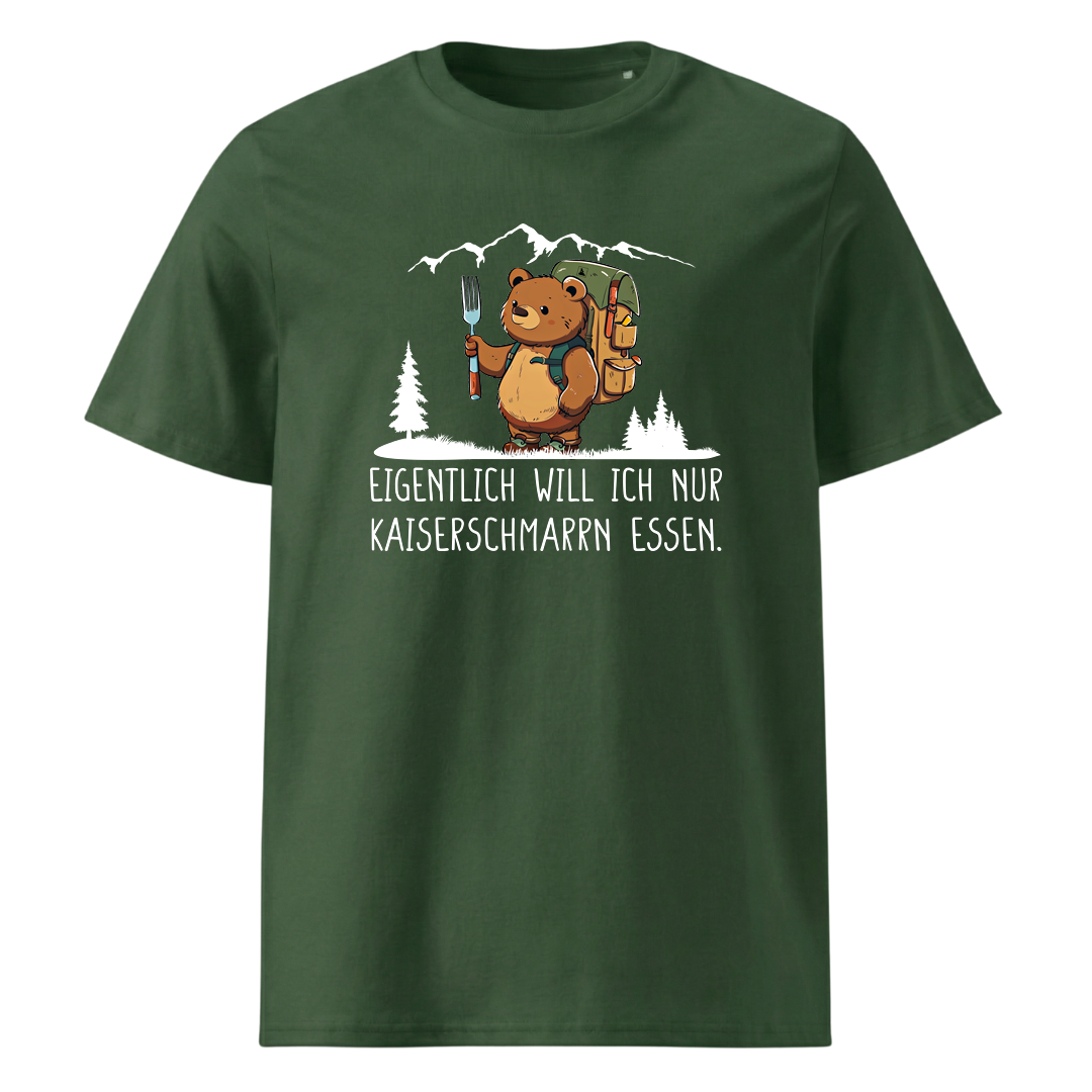 Kaiserschmarrn Bär T-Shirt Unisex mit Kaiserschmarrn-Spruch, Detailansicht