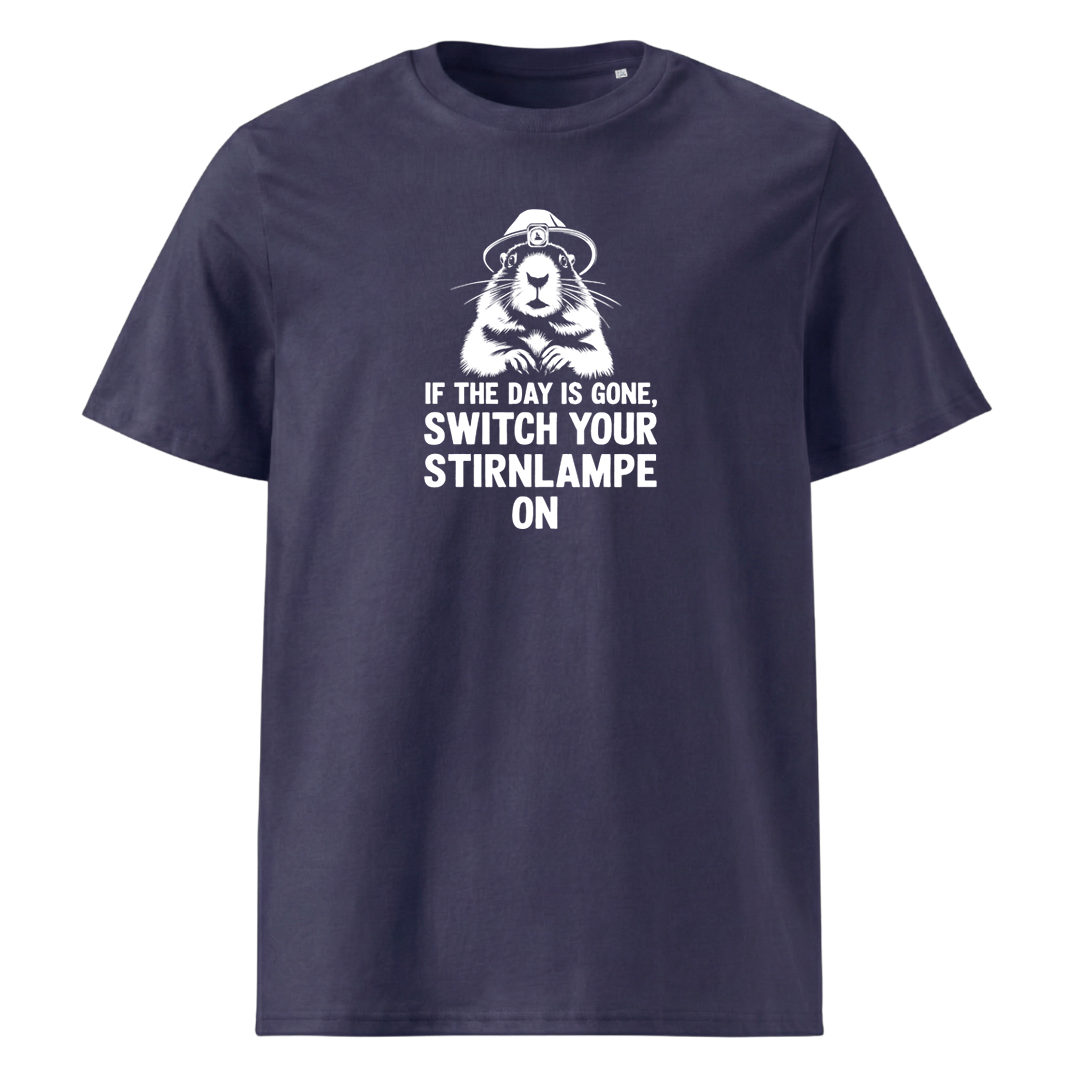 Stirnlampe T-Shirt mit Wander-Spruch, weitere Ansicht