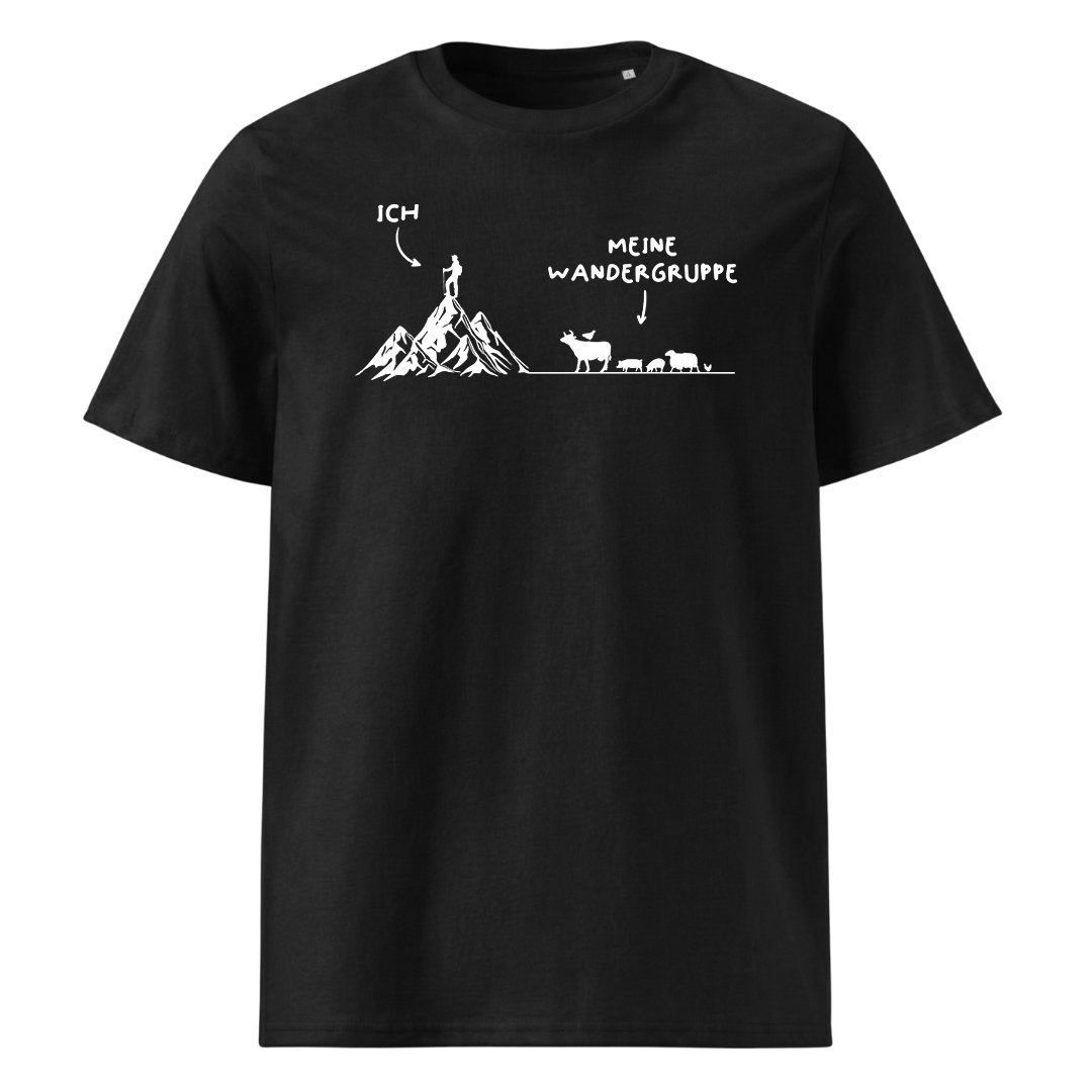 Wandergruppe T-Shirt Unisex mit Wander-Motiv, Frontansicht