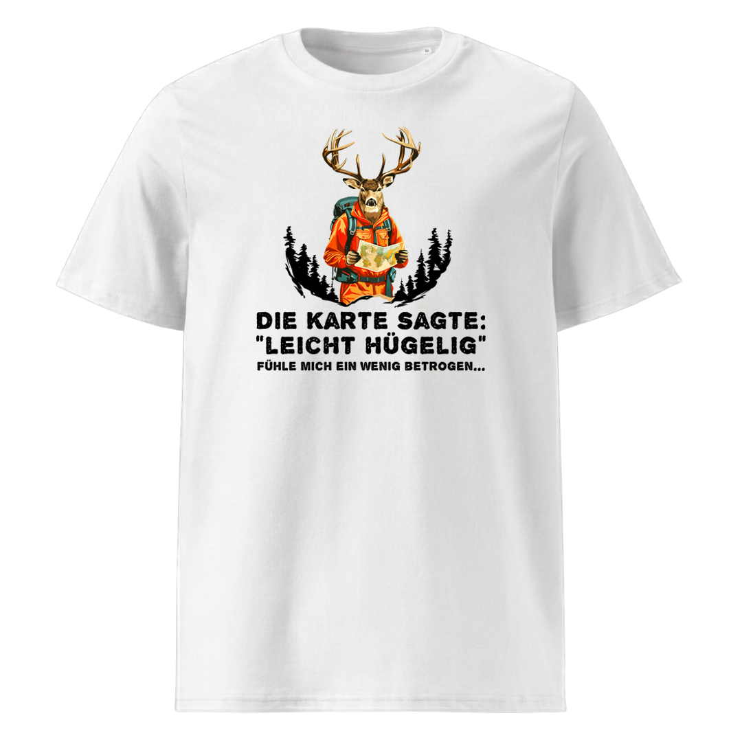 Leicht Hügelig T-Shirt Unisex mit Schriftzug, Motivdetail