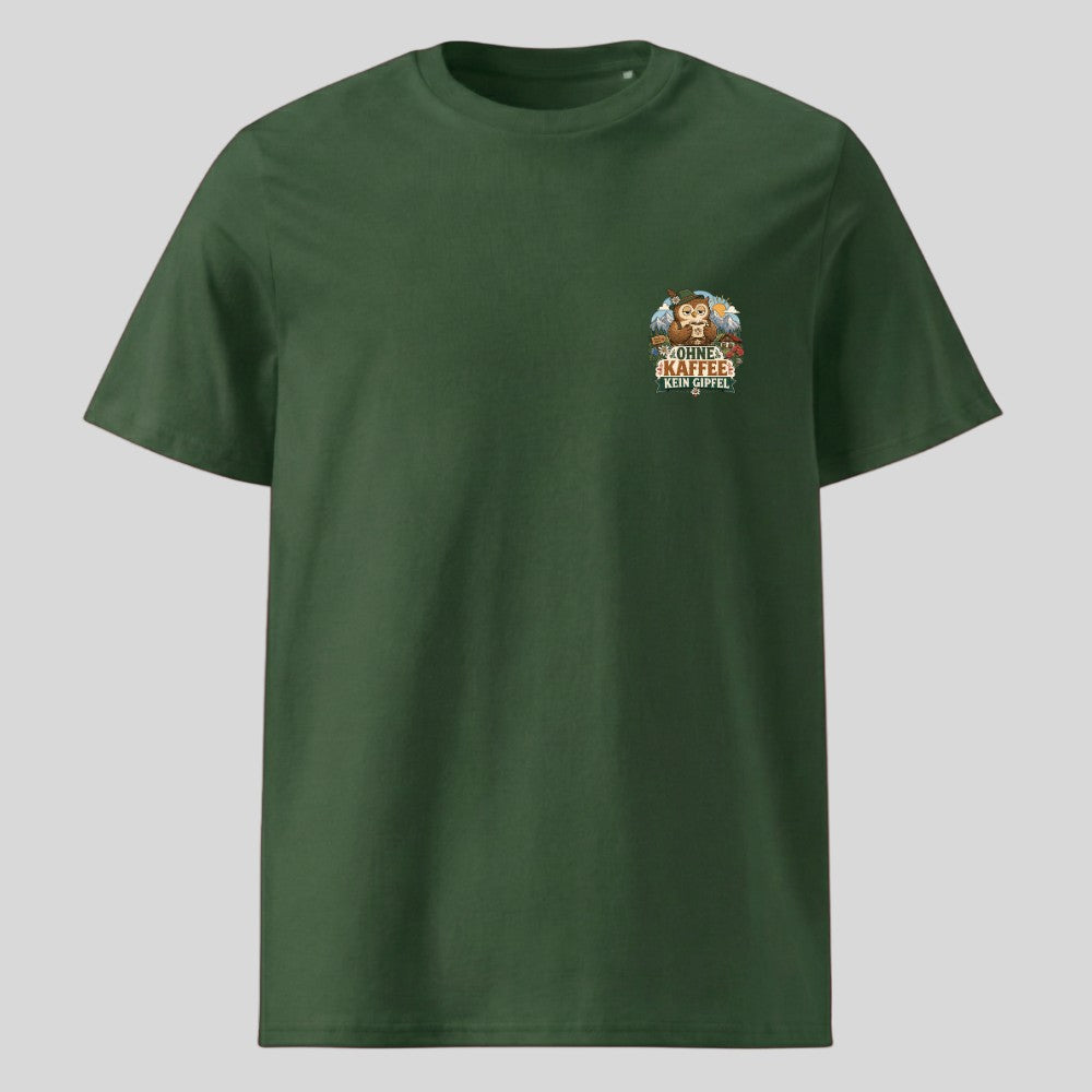 Ohne Kaffee kein Gipfel Unisex T-Shirt mit Brustdruck, Kraxelgaudi