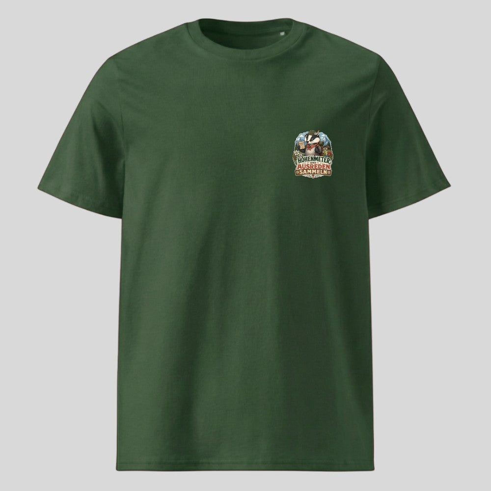 Höhenmeter und Ausreden Unisex T-Shirt mit Brustdruck, Kraxelgaudi
