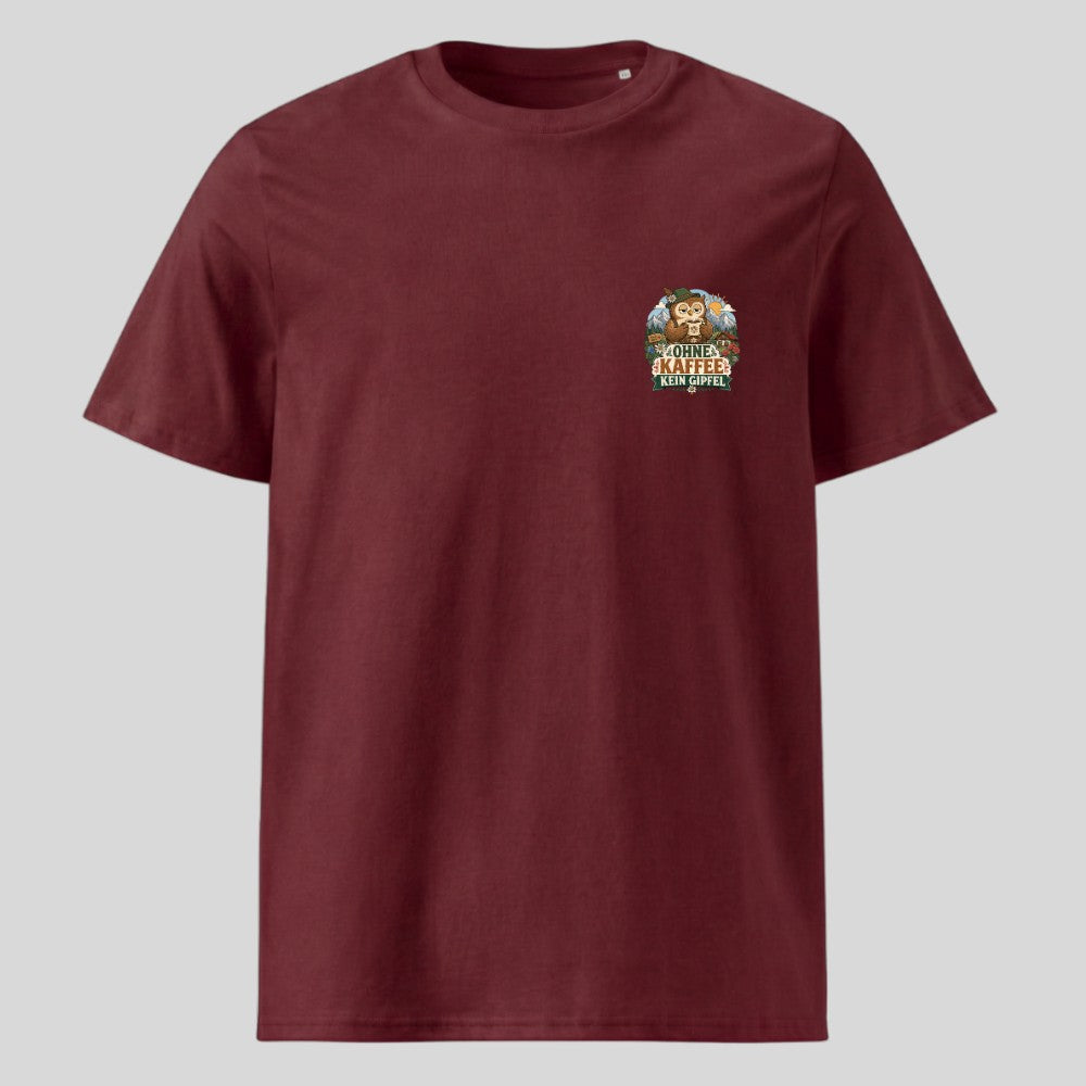 Ohne Kaffee kein Gipfel Unisex T-Shirt mit Brustdruck, Kraxelgaudi
