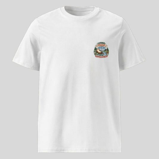 Pause am Bach Unisex T-Shirt mit Brustdruck, Kraxelgaudi