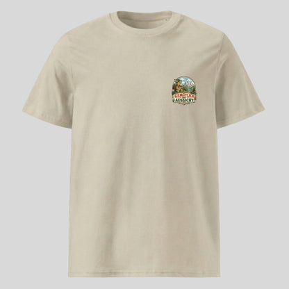 Gemütlich mit Aussicht Unisex T-Shirt mit Brustdruck, Kraxelgaudi