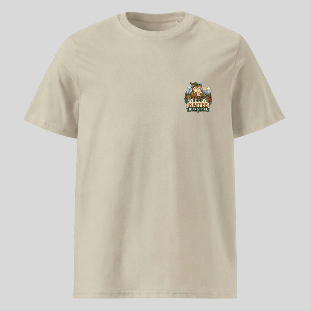Ohne Kaffee kein Gipfel Unisex T-Shirt mit Brustdruck, Kraxelgaudi