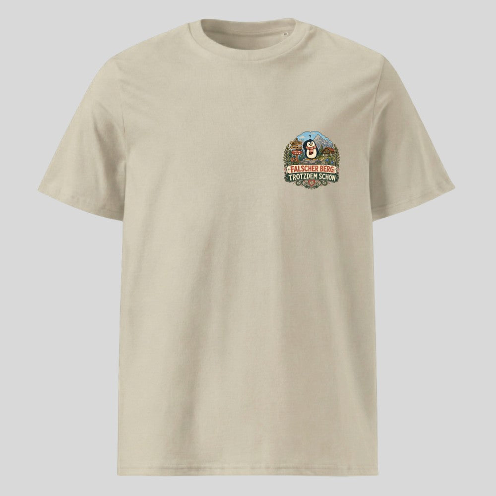 Falscher Berg Unisex T-Shirt mit Brustdruck, Kraxelgaudi