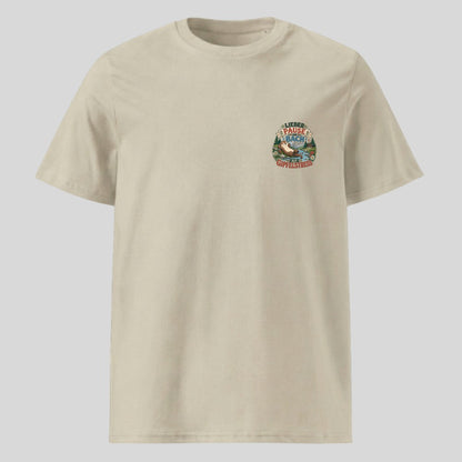 Pause am Bach Unisex T-Shirt mit Brustdruck, Kraxelgaudi