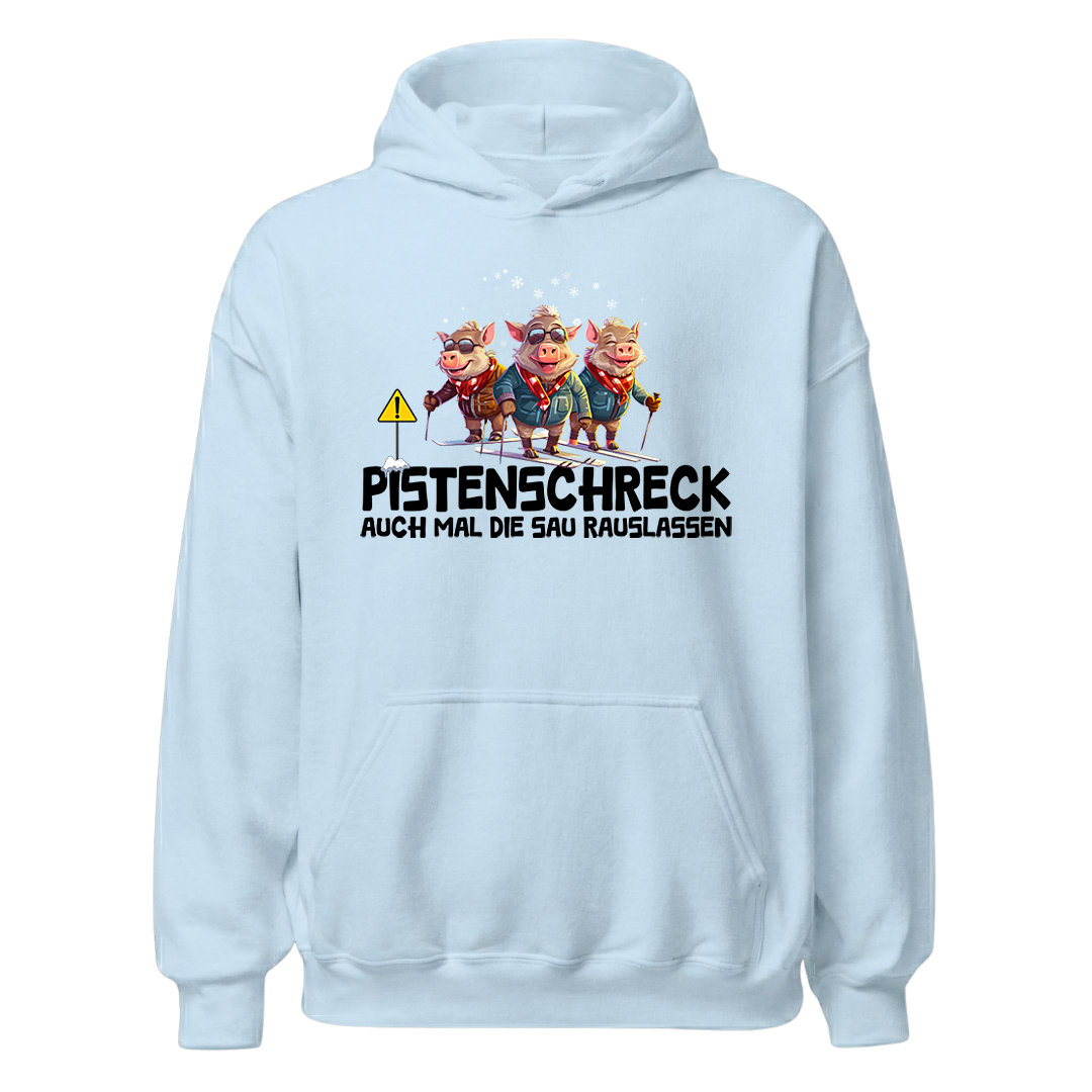 Pistenschreck Hoodie mit Apres-Ski-Motiv, Print Nahaufnahme