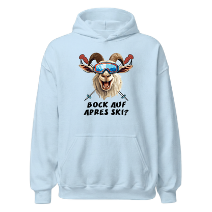 Bock auf Après Ski Hoodie mit Après-Ski-Spruch, Print Nahaufnahme