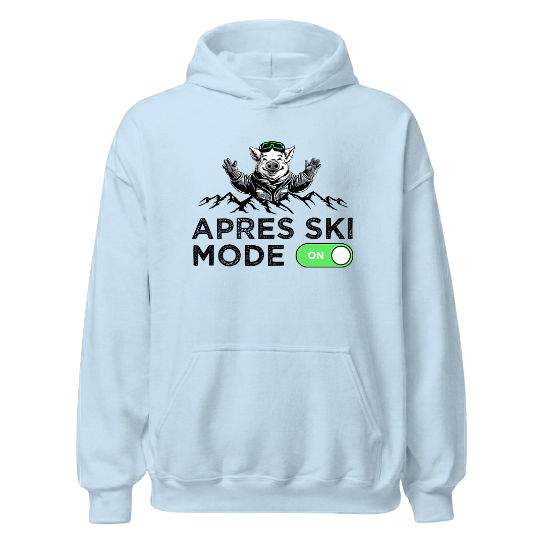 Après Ski Mode Hoodie mit Après-Ski-Spruch, Print Nahaufnahme