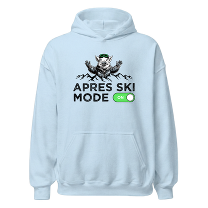 Après Ski Mode Hoodie mit Après-Ski-Spruch, Print Nahaufnahme