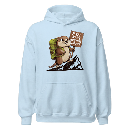Warte kurz Hoodie Unisex mit Murmeltier-Motiv, Print Nahaufnahme