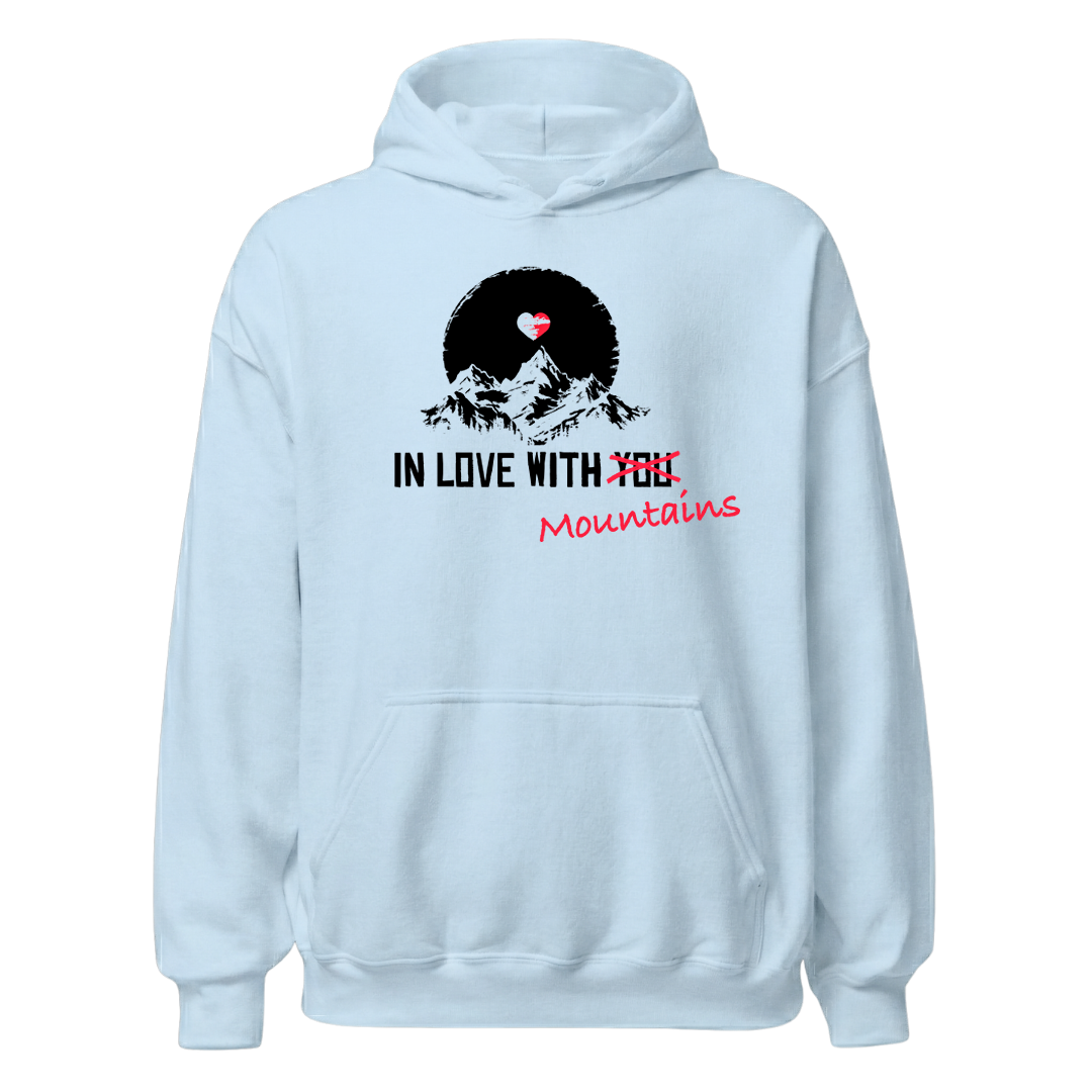 Mountainlove Hoodie mit Berg-Motiv, Print Nahaufnahme