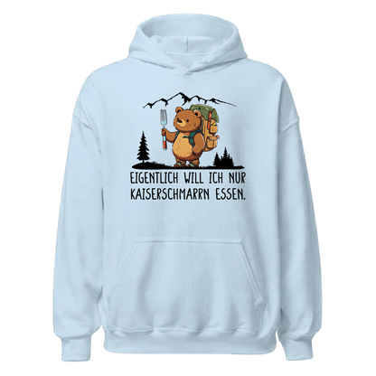 Kaiserbär Hoodie Unisex mit Kaiserschmarrn-Spruch, Print Nahaufnahme