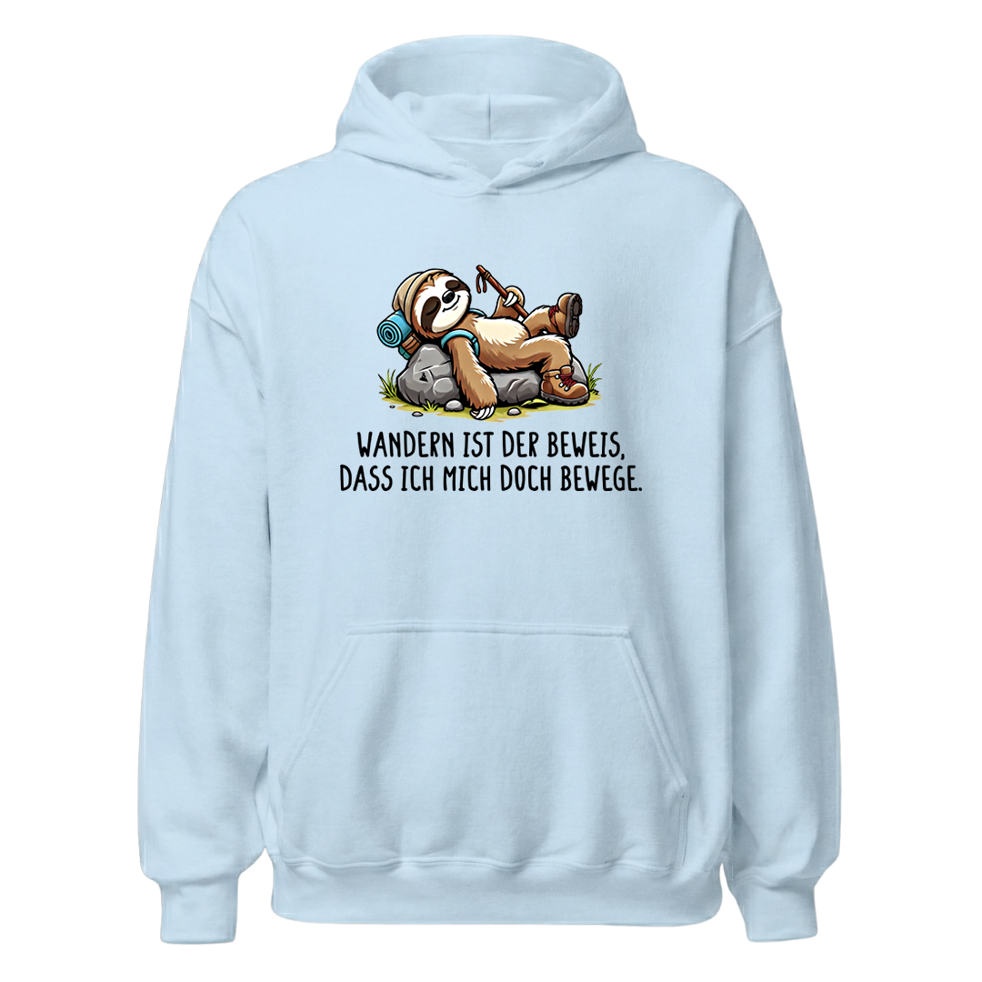 Der Beweis Hoodie mit Wanderspruch, Print Nahaufnahme