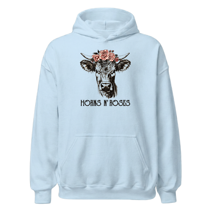 Horns N´Roses Hoodie mit Rock Motiv, Print Nahaufnahme