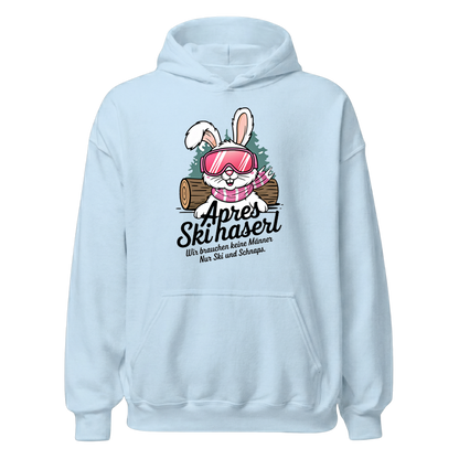 Skihaserl Hoodie mit Apres-Ski Spruch, Print Nahaufnahme