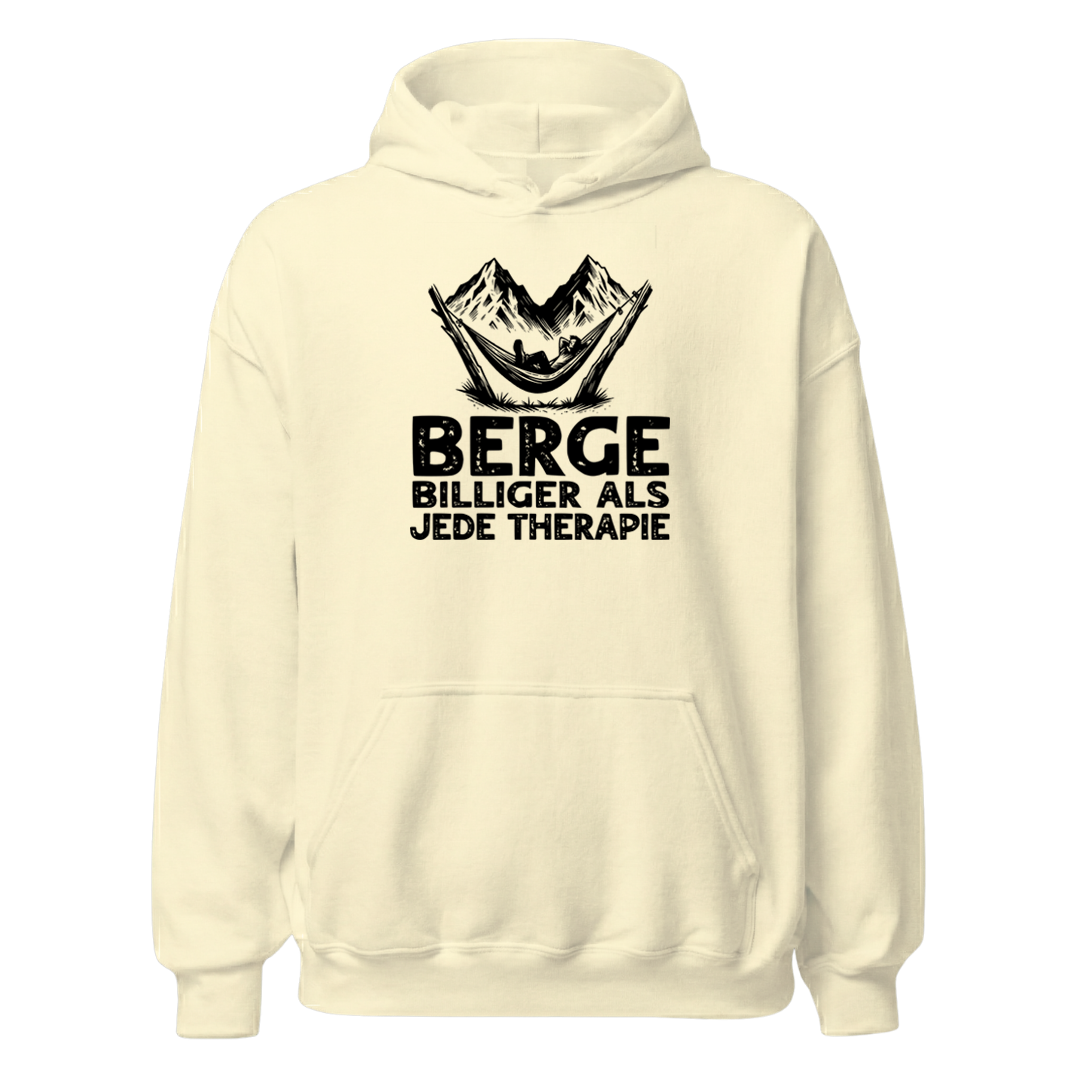 Bergtherapie Hoodie mit Berg-Spruch, Farbvariante