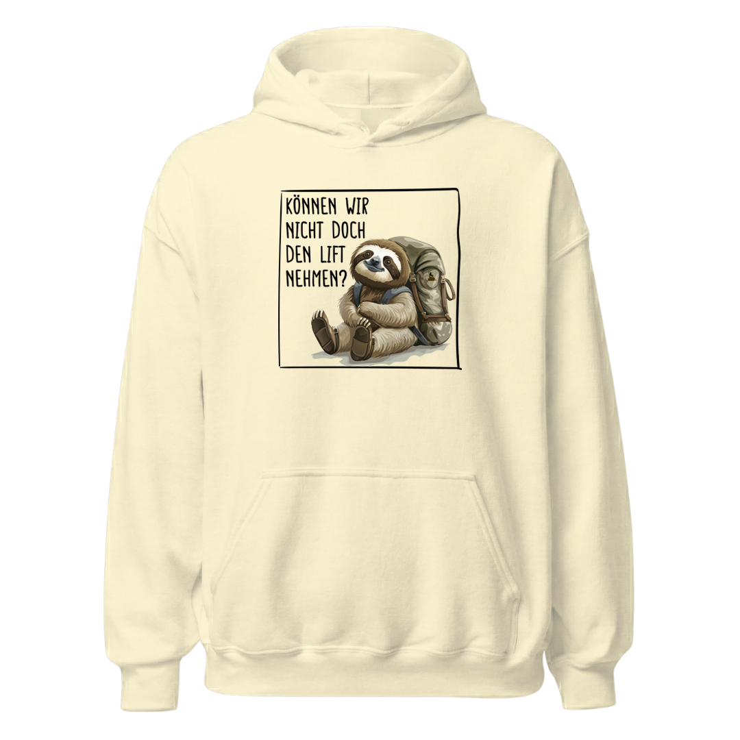 Lift Hoodie Unisex mit Faultier-Motiv, Farbvariante