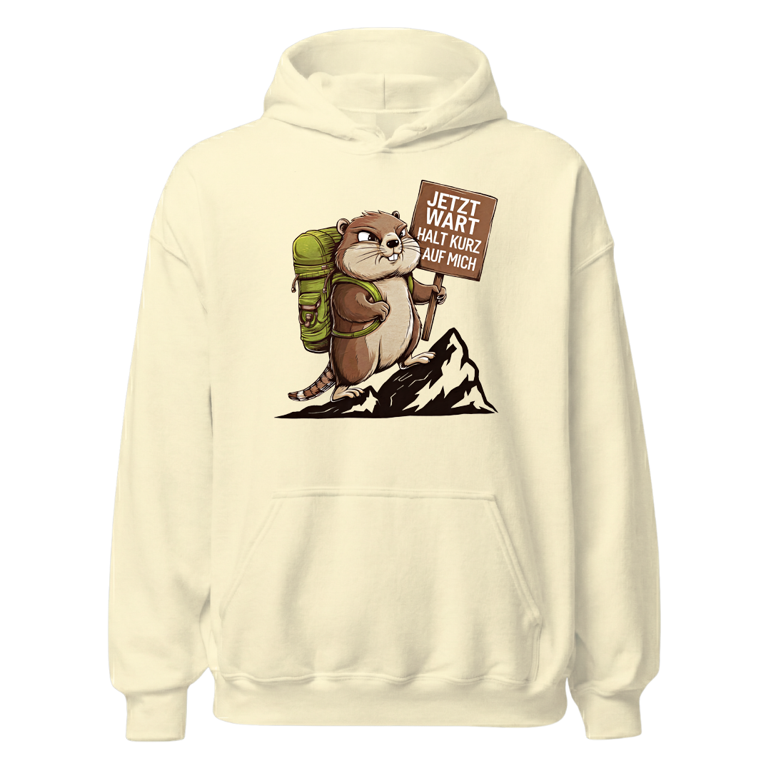 Warte kurz Hoodie Unisex mit Murmeltier-Motiv, Farbvariante
