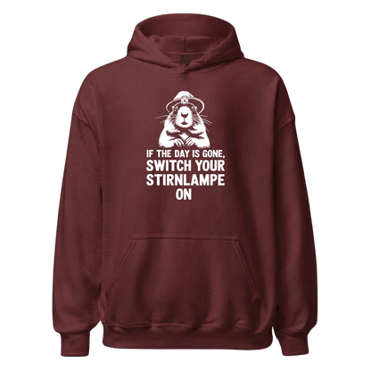 Stirnlampe Hoodie mit Wander-Spruch, Detailansicht