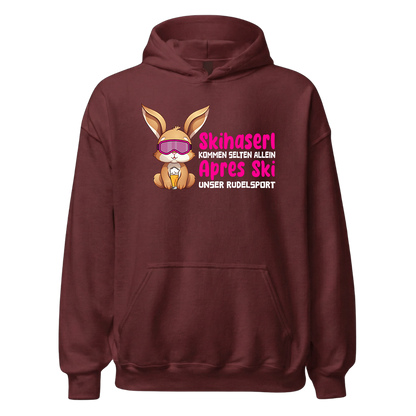 Skihaserl Rudelsport Hoodie mit Après-Ski-Motiv, Detailansicht