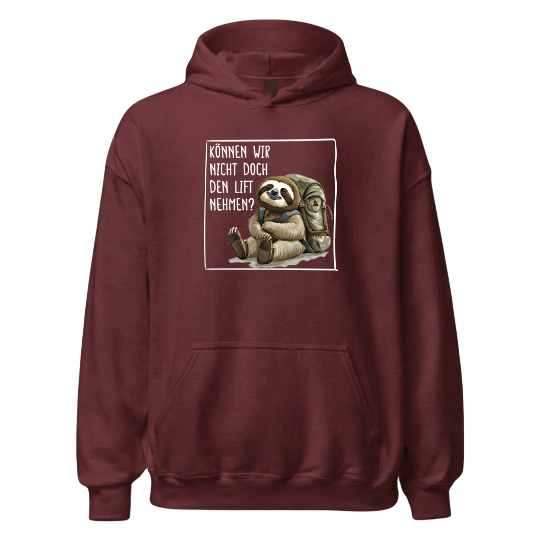 Lift Hoodie Unisex mit Faultier-Motiv, Detailansicht