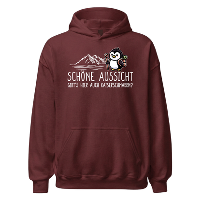 Schöne Aussicht Hoodie mit Wanderspruch, Detailansicht